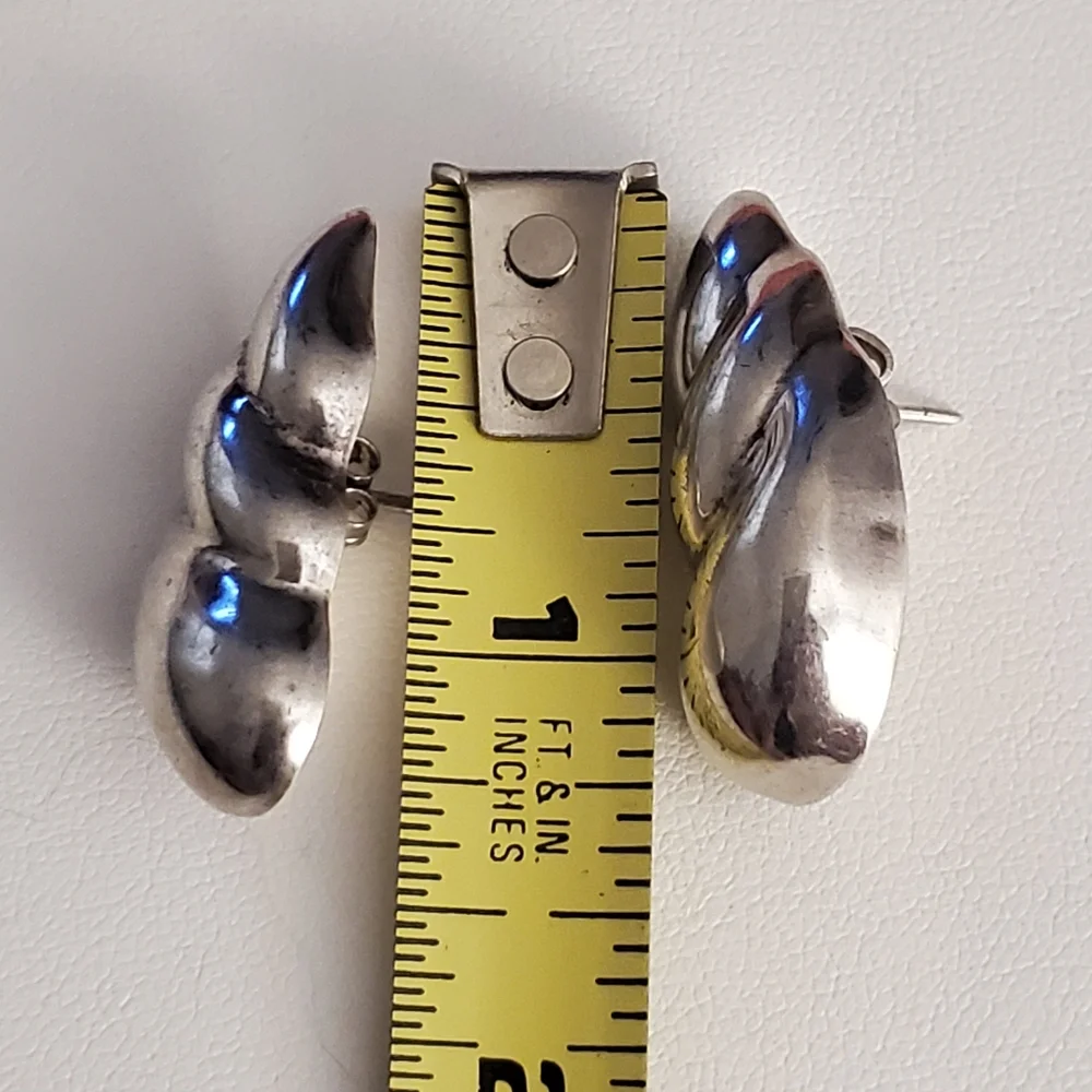 Sterling silver heavy abstract earrings